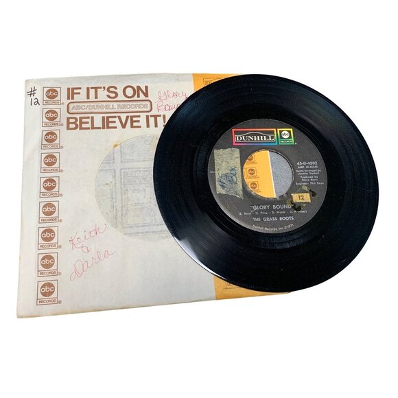 The Grass Roots "Glory Bound" & " Only One" 45 RPM Vinyl Record ABC Dunhill - Picture 1 of 3